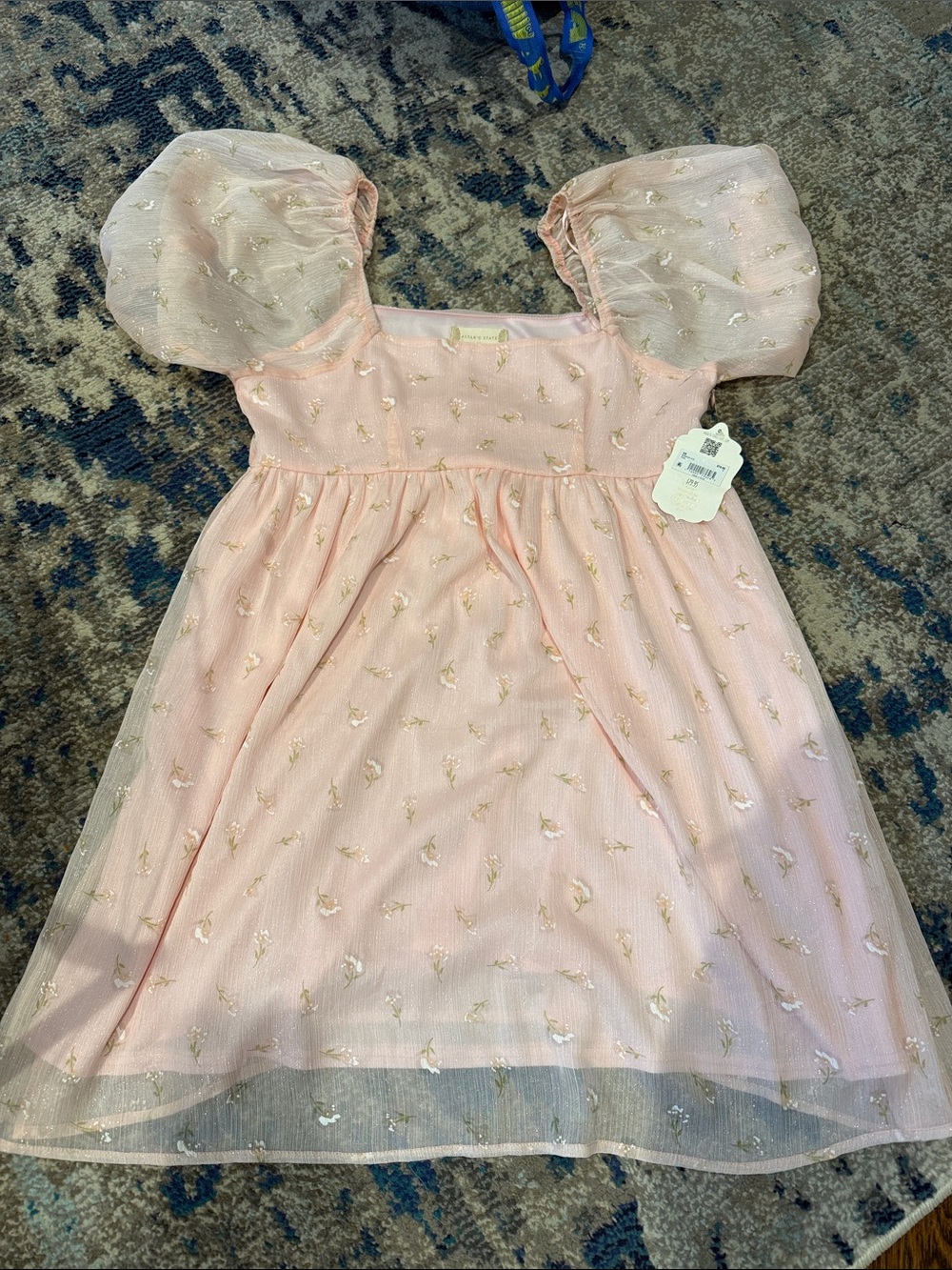 Altar'd State Blush Pink Puff-Sleeve Party Dress